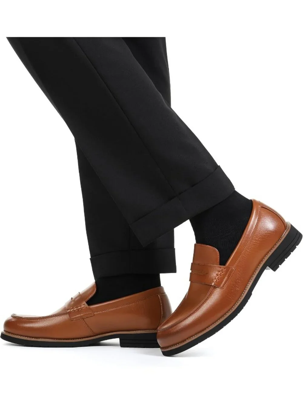 Men's Brown Penny Loafers Slip-On Business Office Wedding Formal Dress Shoes
